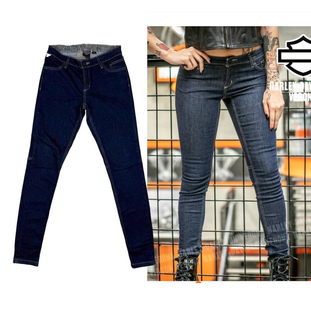 HARLEY DAVIDSON Moto Skinny Ankle Stretch Dark Blue Wash Jeans Size 27